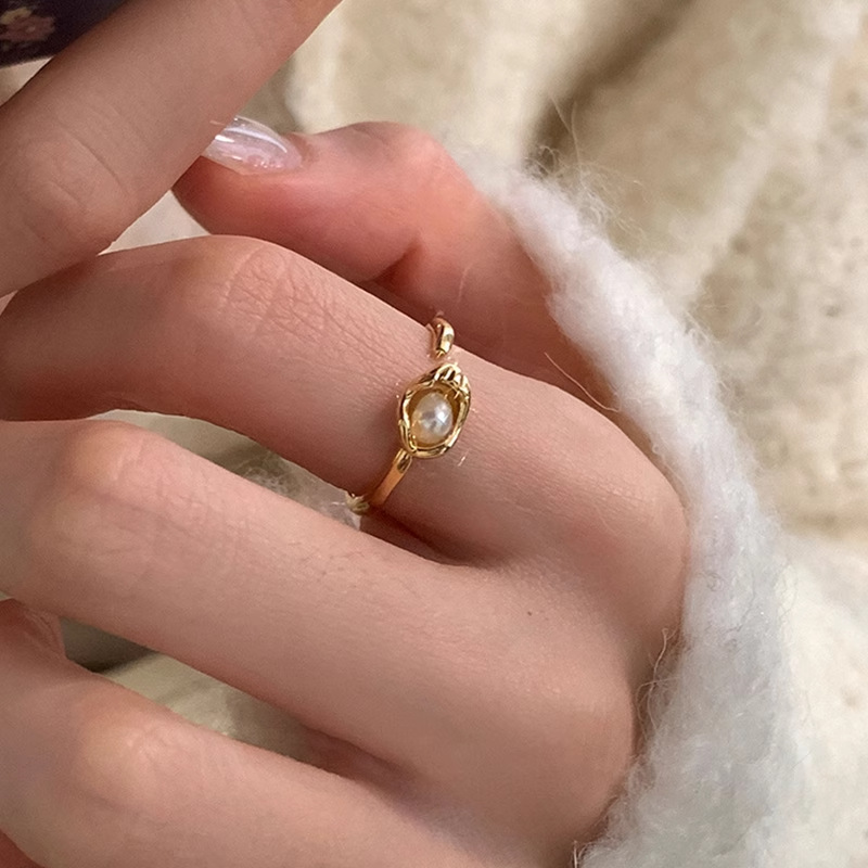 Anello con perla d acqua dolce da donna stile retro vintage_voghion.com