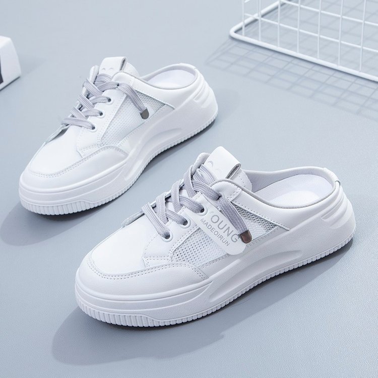 2025 nuevo verano medio zapatillas pequeñas zapatillas de mujer blancas perezosas in-mode zapatillas frías de moda suela gruesa image 4