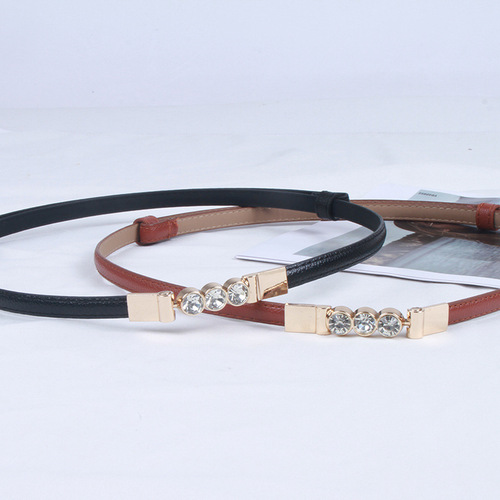 Belt Women's Thin Decorative Dress Simple Black Rhinestone Button Waistband Women's Versatile Belt Women's Dress Suit