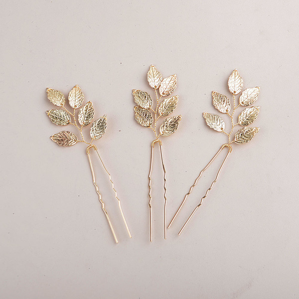 Europe and the United States cross-border 3 a group of U-shaped hairpin hair pin Amazon golden leaf plate hair fork headdress