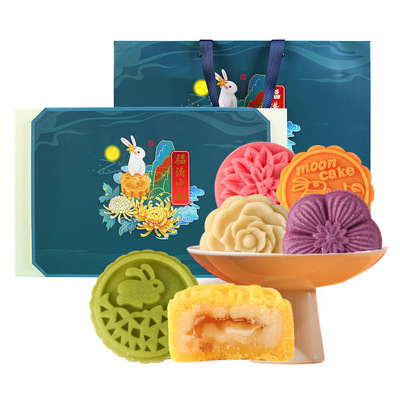 古越斋中秋礼盒装月饼传统中式糕点桃山流心常温奶黄冰皮源头工厂|ms