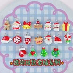 DIY Accessories New Mini Gloss 18 Resin Christmas Tree Santa Claus Snowman Bell Pendant