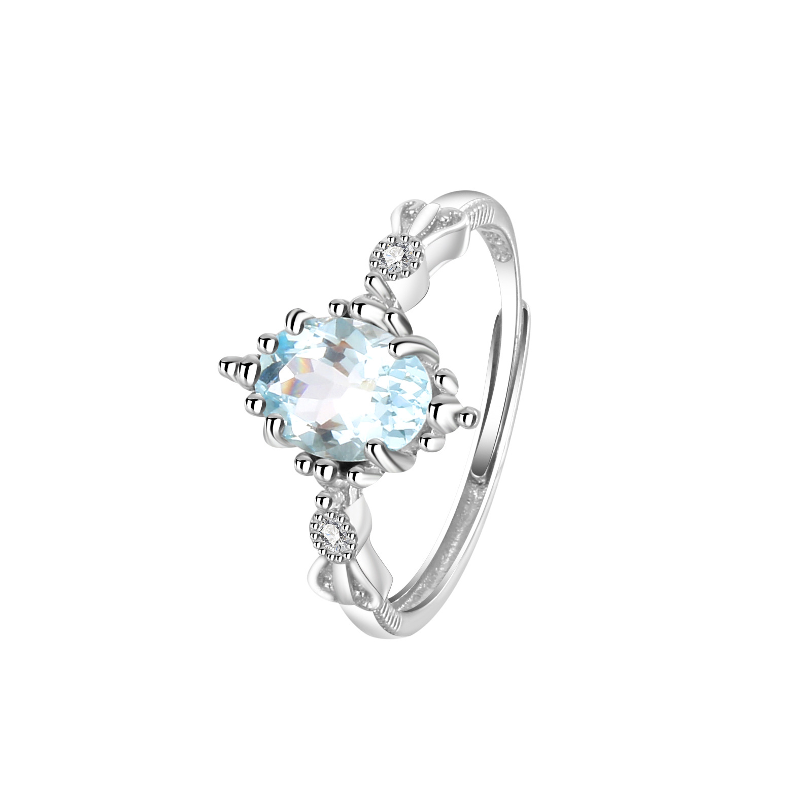 Anillo de plata de ley natural de la zafira s925 moda femenina estilo exquisito de alta gama con incrustaciones anillo femenino vivo regalo de joyería
