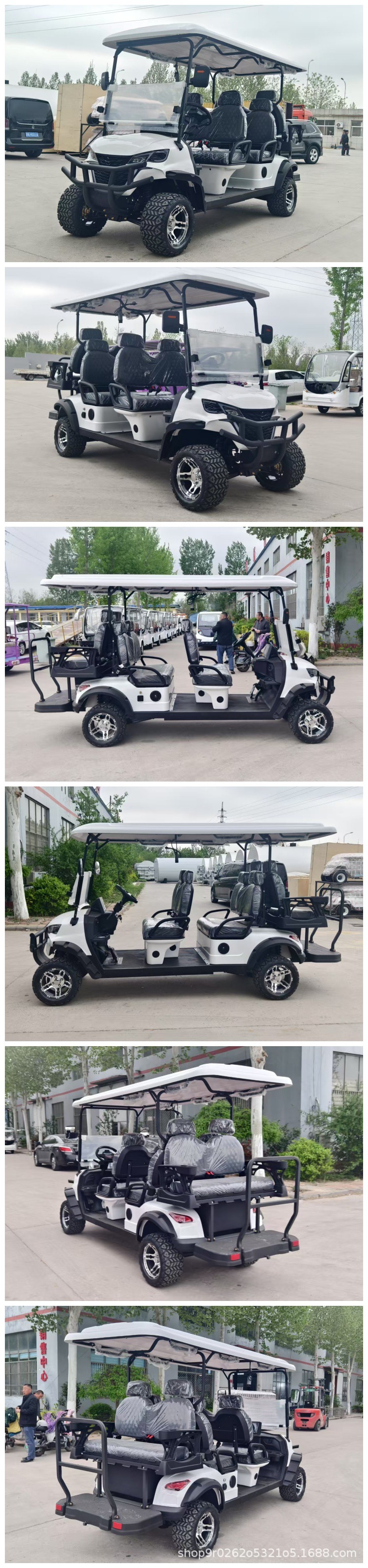 6-Seat Electric Golf Cart, Four-Wheel Sightseeing Car, Hotel Export Export Scenic Spot Reception Shuttle Bus