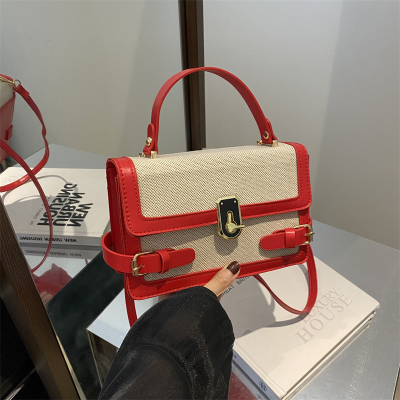 Borsa a tracolla monospalla alla moda con colori a contrasto, elegante e alla moda, popolare quest'anno, nuova borsa quadrata piccola da donna estiva 2024_voghion.com