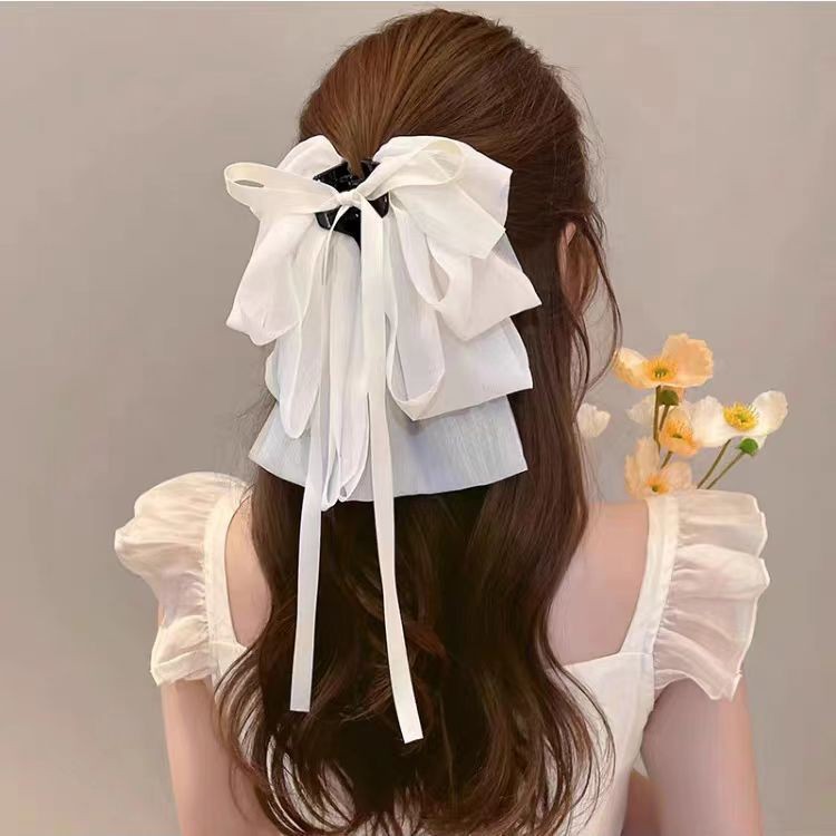 Women's Sweet Bow Knot Cloth Gauze Tassel Hair Clip Hair Claws display picture 15