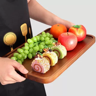 金合欢木长方形托盘实木餐点盘蛋糕奶酪开胃菜盘派对零食上菜木盘
