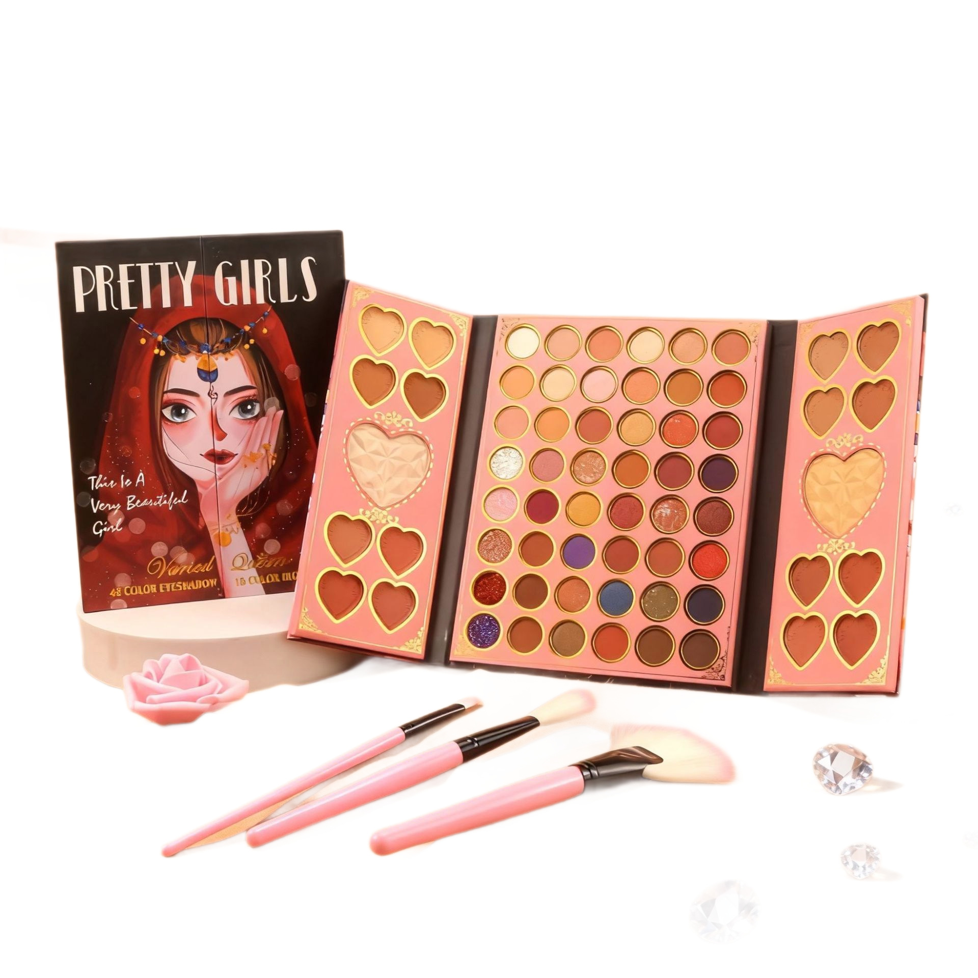 VARIEDQUEEN Sombra de ojos de alta brillo inns mate perla brillante color rosa polvo rojo viaje simple maquillaje