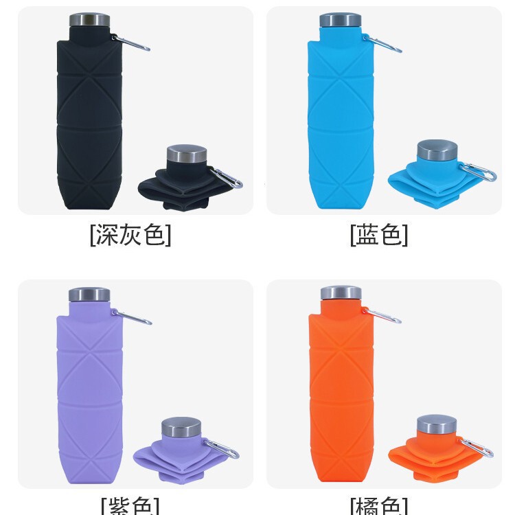亚马逊热销户外运动硅胶折叠水壶便携骑行挂钩水瓶耐高温防漏水杯|undefined