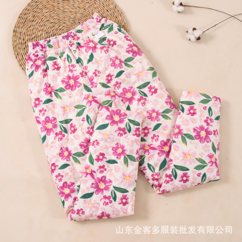 女式高腰纯棉花手工保暖女棉裤居家保暖裤可外穿打底裤