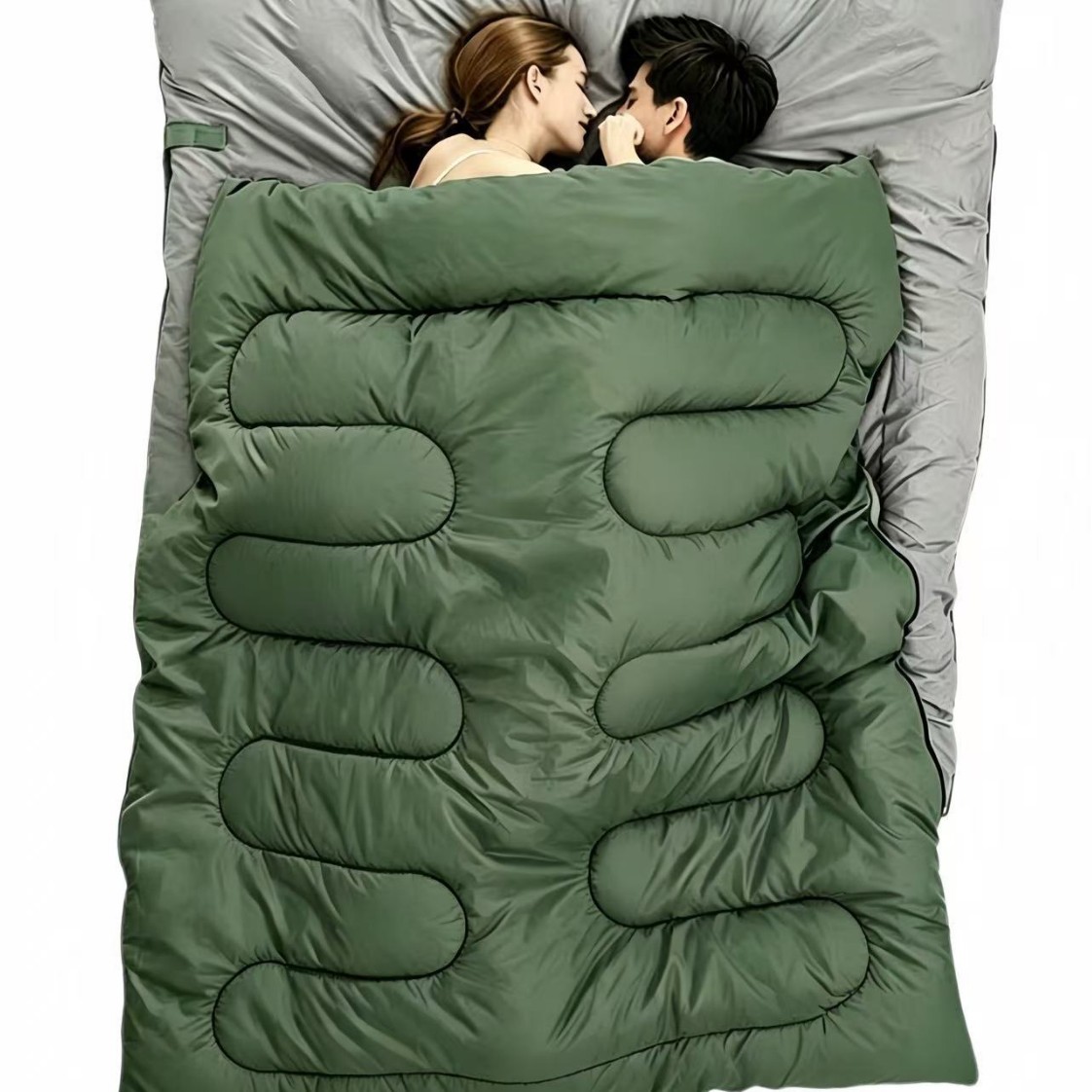 Double Sleeping Bag for Adults, Autumn and Winter, Couple Camping, Indoor, Thickened, Cold-Proof, Four-Season Warmth, Outdoor Travel, Portable