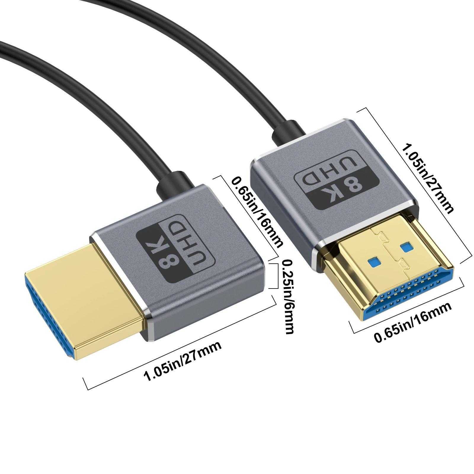 Коаксиальный HDMI 2.1 версии 8K сверхтонкий и тонкий 2,5 мм 8K@60Гц 4K@240Гц 48 Гб/с