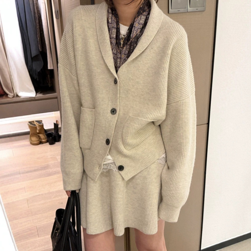 Old Money Style Atmosphere Green Fruit Collar Design Sheep Wool Knit Set Women's Knit Sweater + Skirt Fashion Set Old Money Style Atmosphere Green Fruit Collar Design Sheep Wool Knit Set Women's Knit Sweater + Skirt Fashion Set