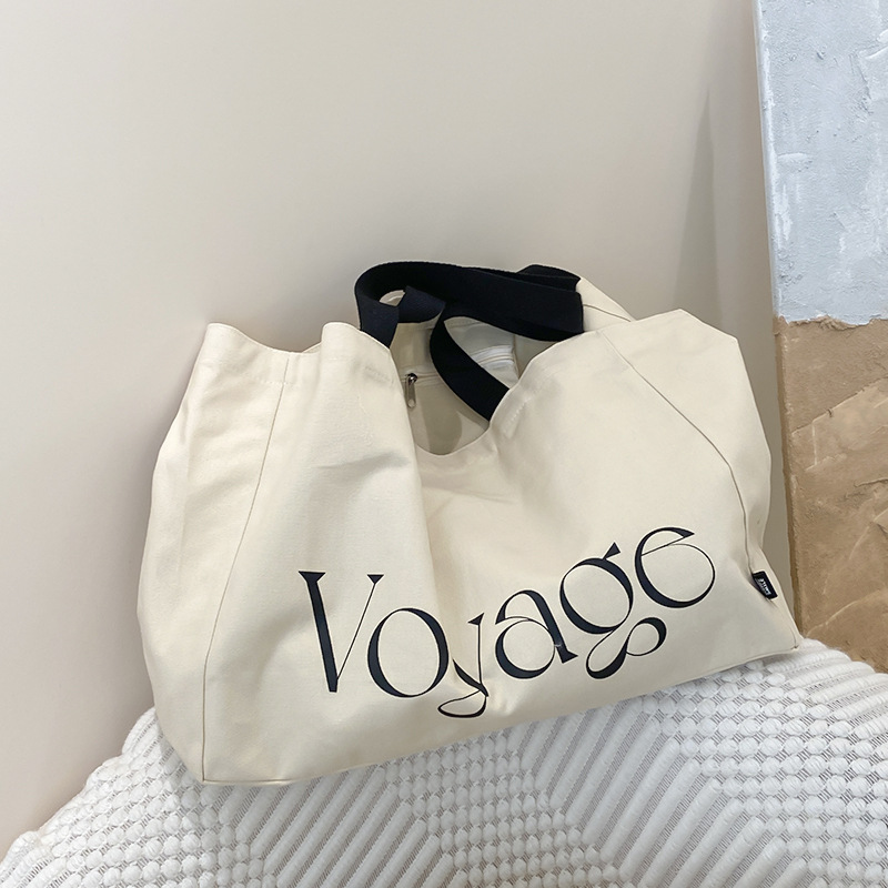 Original Design Canvas Doppelseitige, geräumige Schultertasche für Damen, Nischen-Freizeittasche aus Stoff_voghion.com