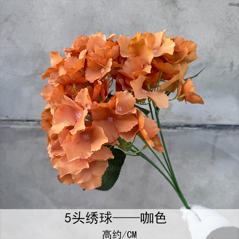 Simulación de racimo de 5 cabezas hortensias flores artificiales boda hotel decoración fondo del hogar