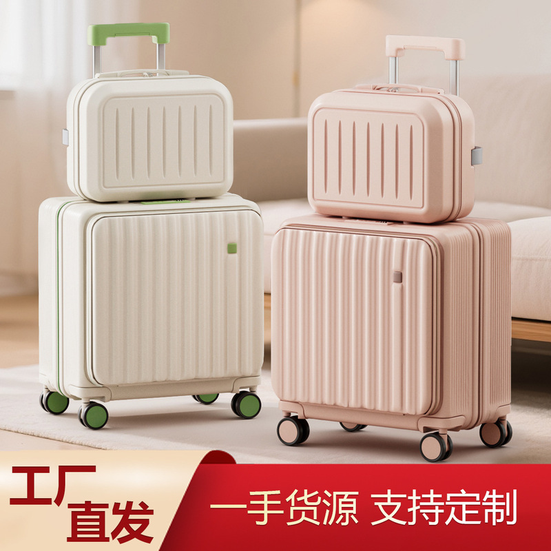 Side-Opening Suitcase for Women 20inch Pink Aluminum Frame High-Value Double Boarding Travel Combination Lock Suitcase for Men Side-Opening Suitcase for Women 20inch Pink Aluminum Frame High-Value Double Boarding Travel Combination Lock Suitcase for Men