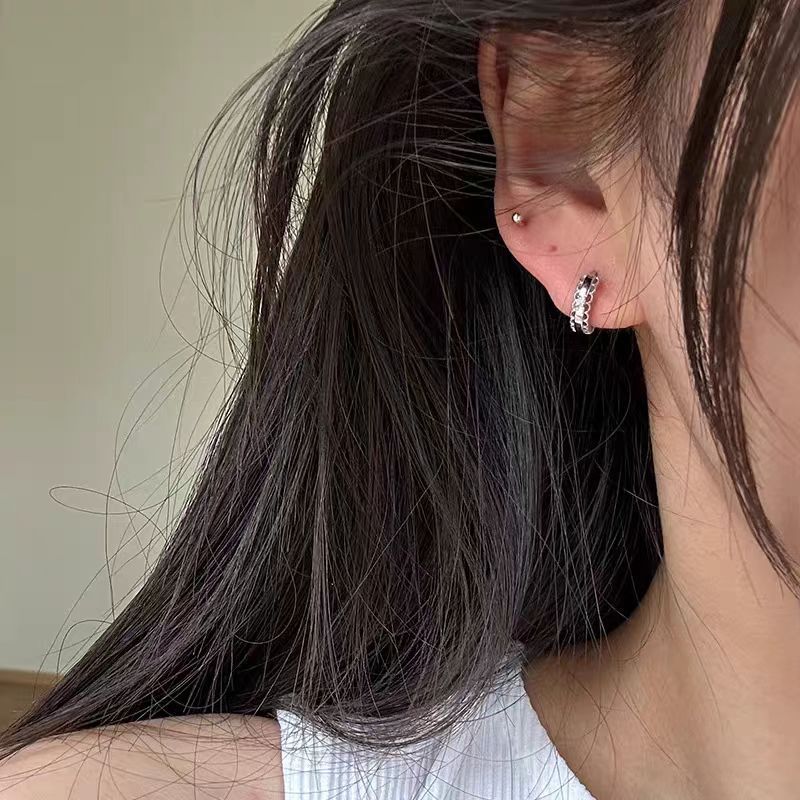 蕾丝花边圈圈耳扣女生小众设计高级感闪钻锆石耳环耳圈气质耳饰|undefined