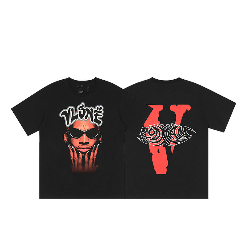 外単VLONE FOG潮牌大v字母Logo桜半袖スケッチ刺繍唇印落書きプリントtシャツ|undefined