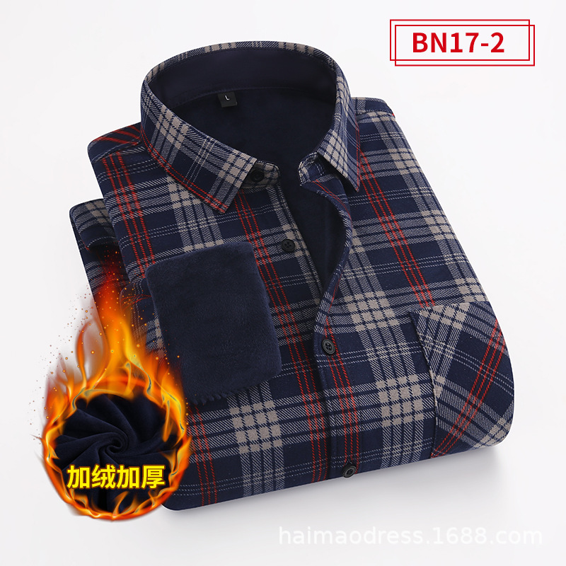 Otoño e Invierno nuevos hombres camisa de tela escocesa forrada de lana engrosada camisa caliente de los hombres de negocios casual ropa de abrigo rojo grande al por mayor