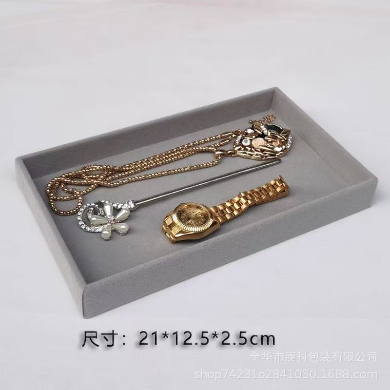 Franela, joyería, exhibición, caja de almacenamiento, acabado de escritorio, bandeja de almacenamiento de maquillaje, pendientes, pendientes, pulsera, anillo, estante de almacenamiento