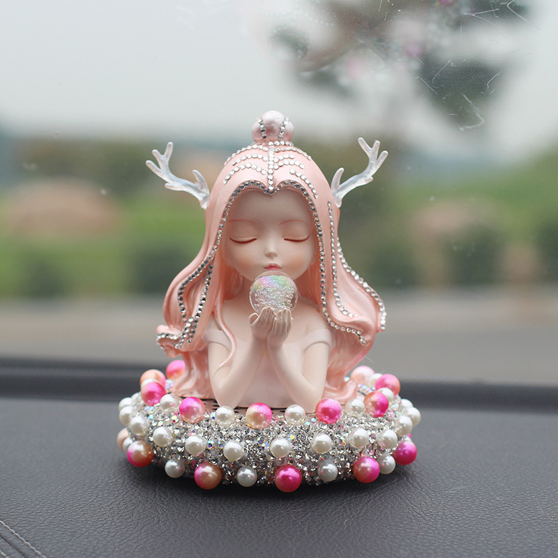 Artículo creativo de la chica del mar adornos de automóviles perfume encantador ángel perfume de automóvil perla base de diamante perfumado perdurable