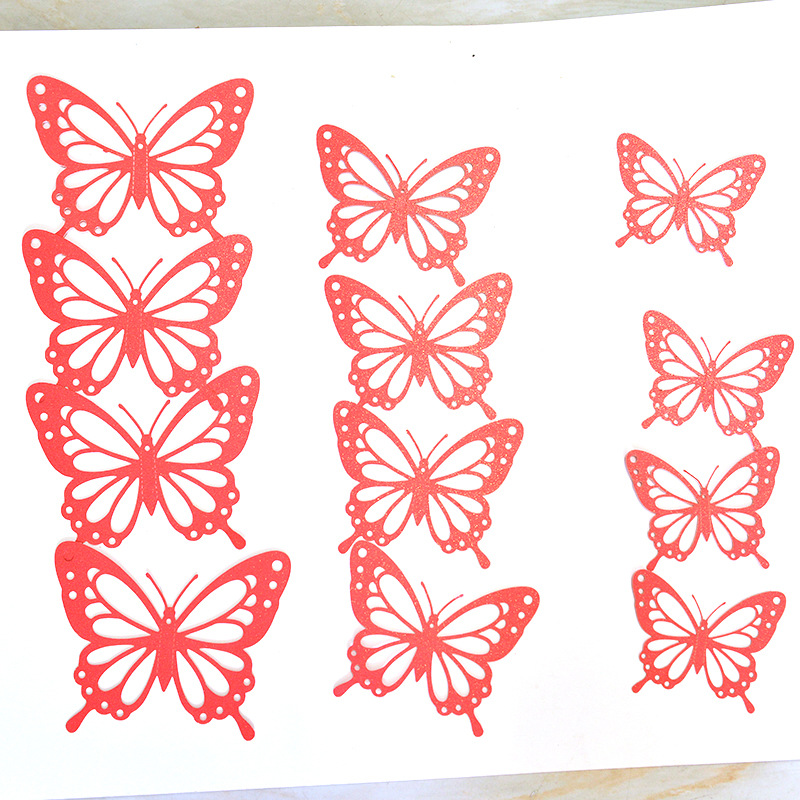Mariposa hueco Comercio exterior color 12 piezas pegatinas tridimensionales decoración de la pared pegatinas de pared de fondo arte fiesta en casa