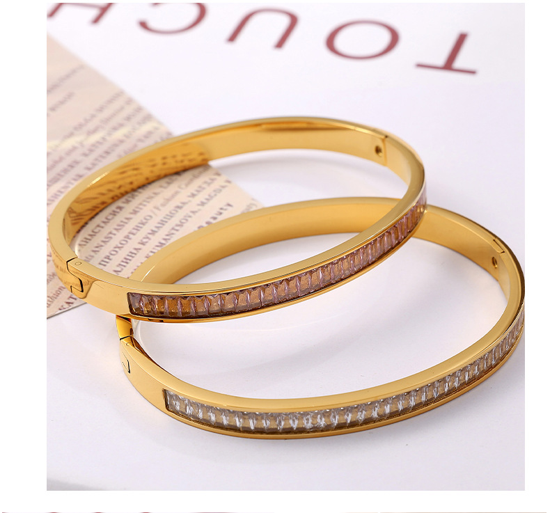 PVD Coated Gold Plating Process PVD Coated Real Gold Plated Solid Color Titanium Steel Casual Elegant Lady Waterproof Non Tarnish Titanium Steel Bangle