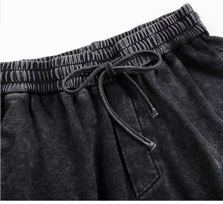 Benutzerdefiniertes LOGO Herren Baumwoll-Sprühfärbung Waschbare Leichte Gebürstete Kurzarm-Shorts Paar-Set – Detail 16