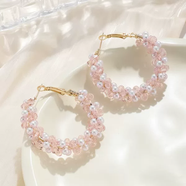 New Crystal Pearl Wrapped Earrings, Women's Niche Design Exaggerated Earrings, Fairy Fashion and High-End Earrings