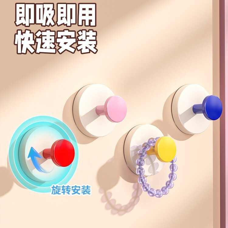 Dopamine Suction Cup Hook, No-Drill, Strong Load-Bearing, Wall or Behind-Door Key and Hat Hook, Vacuum Storage Adhesive Hook