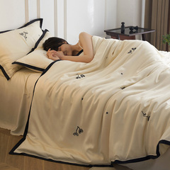 A類100支LF級蘭精天絲刺繡四件套夏季絲滑裸睡涼感床單被套三件套