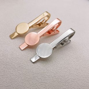 Cross-Border Hot-Selling Copper-Plated Tie Clip Tray, Glossy Jewelry Accessory Clip, Simple and Elegant