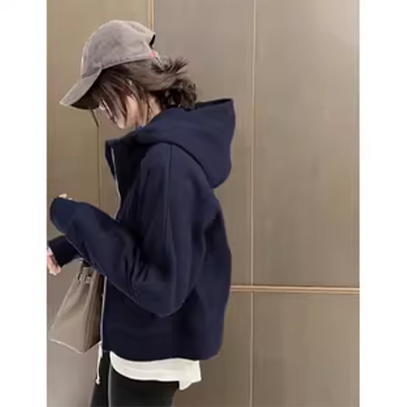 春秋外套女款2025新款爆款早秋季韩系穿搭运动小个子短款卫衣夹克|undefined