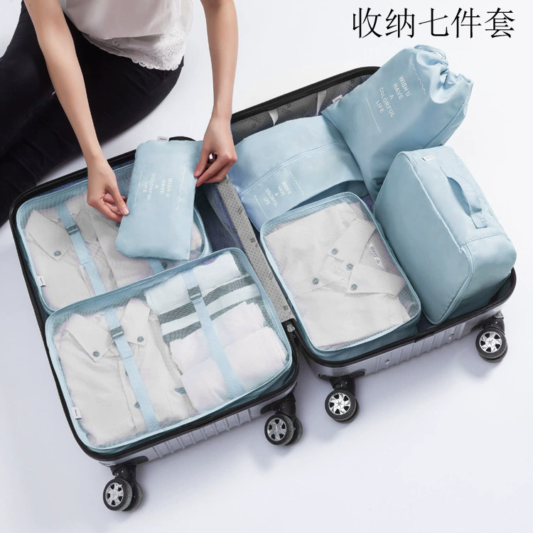 Set for traveling, luggage duvet, underwear, overall, tights, capacious storage bag, 7 pieces