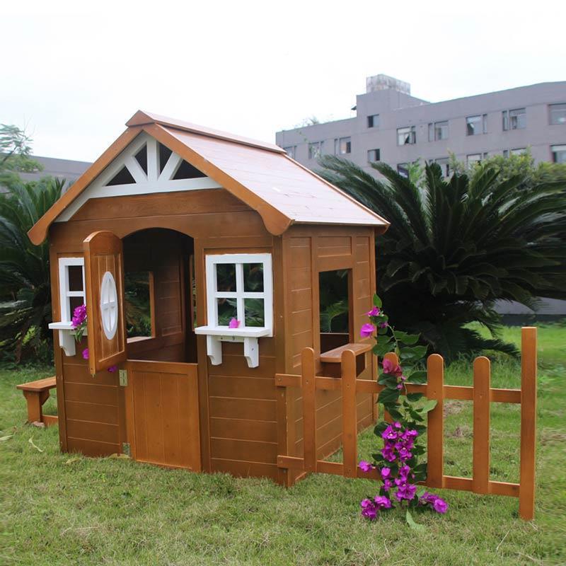 Outdoor Wooden House Assembly Anticorrosive Wooden Children's House Games Children's 005 Small Slide Tree House Movable Tree Garden Small Wood