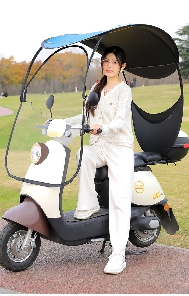 New Model Electric Scooter Rain Shelter, Sunshade, Rainproof Canopy for Electric Motorcycles, Windproof and Sunproof