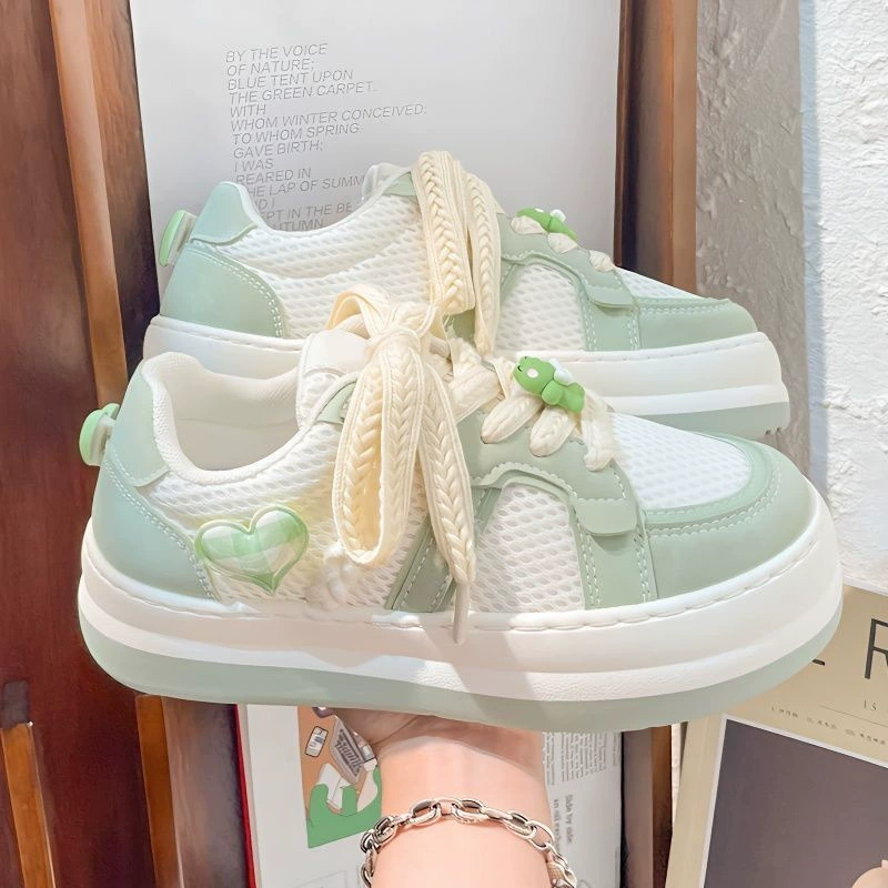 Высокое значение пшеничные колосья маленькие белые туфли женщины весна и осень 2024 сетчатая поверхность дышащая