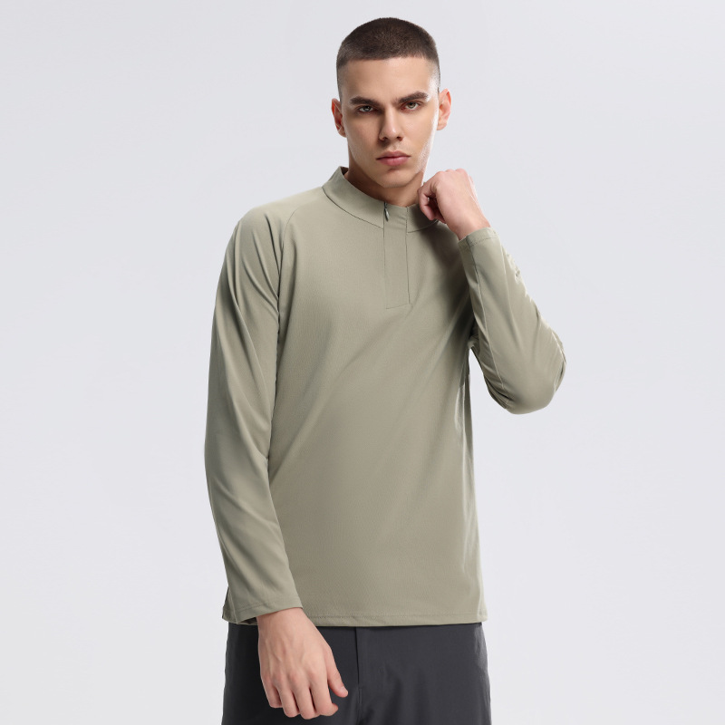 Dijia es el mismo 2025 hombre de cuello de manga larga camisa deportiva al aire libre de transporte medio cremallera ropa de correr transpirable y seca rápida