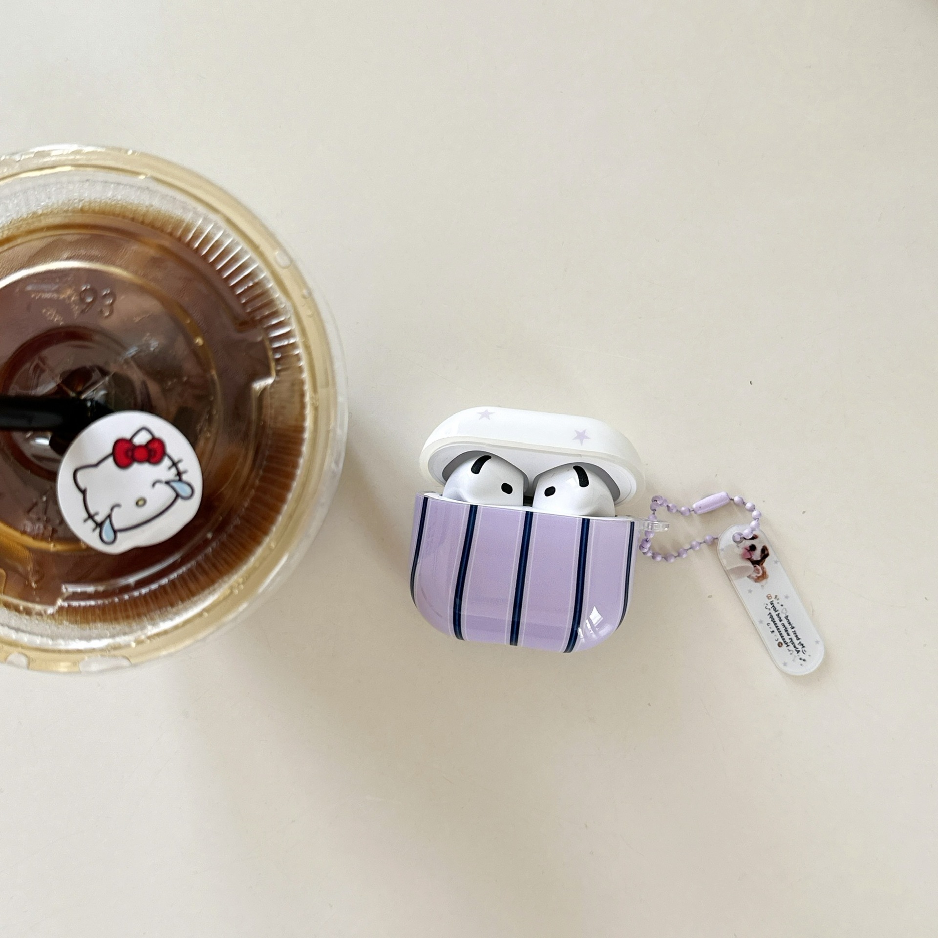 Estrellas de rayas negras y moradas para Airpods Pro2 auriculares airpods 1/2da generación colgante 3/4 pareja Pro