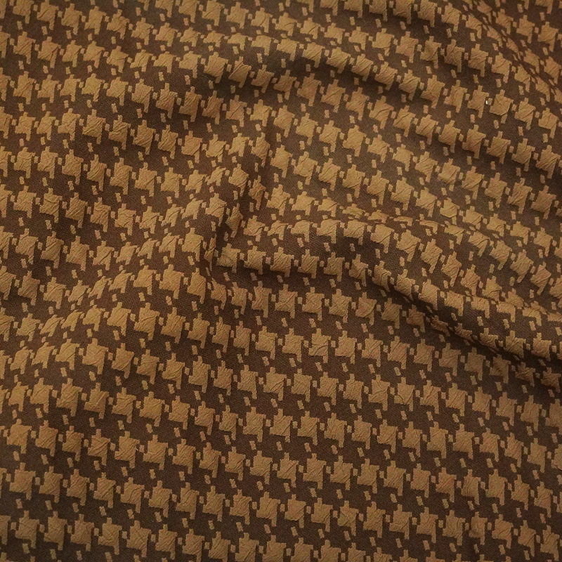 经典千鸟格DTY提花面料 秋冬国风汉服童装外套马面裙布包提花布料