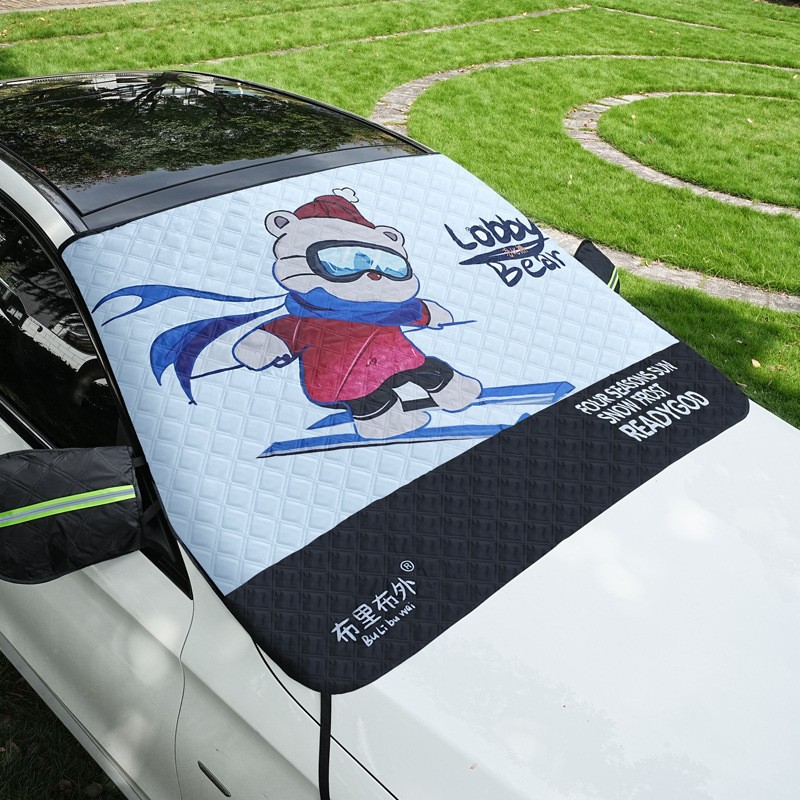 Car Window Snow, Qìchē Car snow shield - cartoon-skateboard-bear-snow-cover