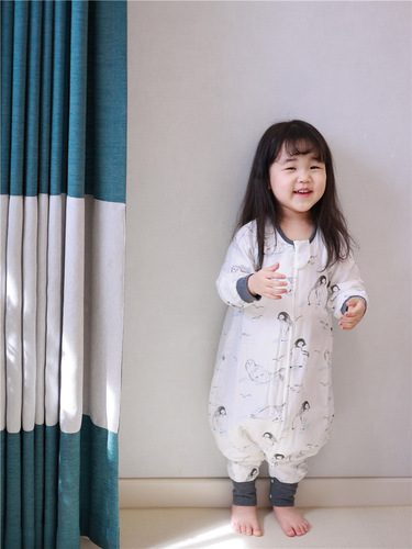  spring and autumn long-sleeved four-layer bamboo cotton gauze split-leg sleeping bag for infants and toddlers anti-kick quilt anti-jump baby onesie