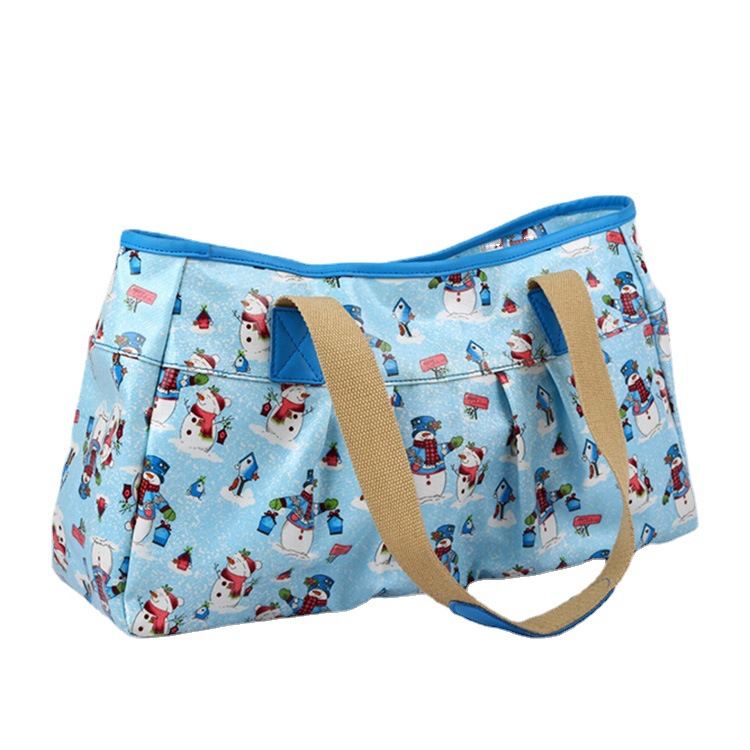 女士单肩斜垮包大容量覆膜帆布印花手提包 时尚美观购物袋手提袋