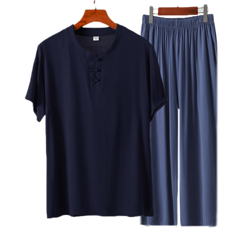 네이비 버클 + 회색 파란색 바지