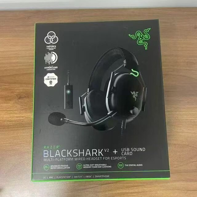 Blackshark V2+Usb Sound Card Wired Headset for E-Sports Gaming Cross-Border E-Commerce Foreign Trade New Model