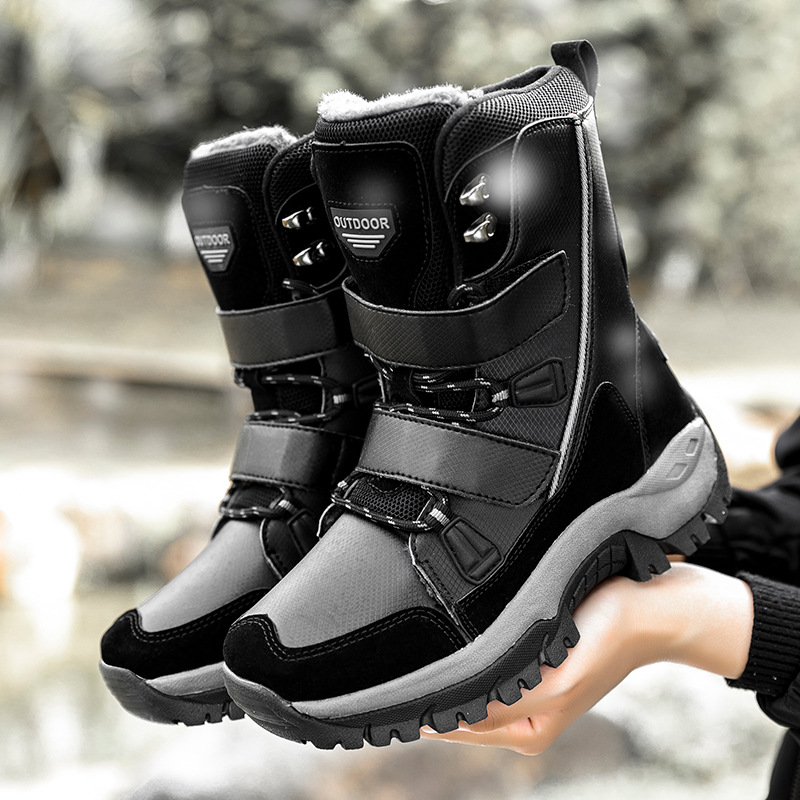 Zapatos de algodón deportivos casuales velcro botas de nieve de tubo medio largo calentamiento grueso zapatos de mujer