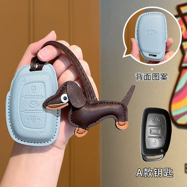 Modern A type [linen blue] + brown dachshund