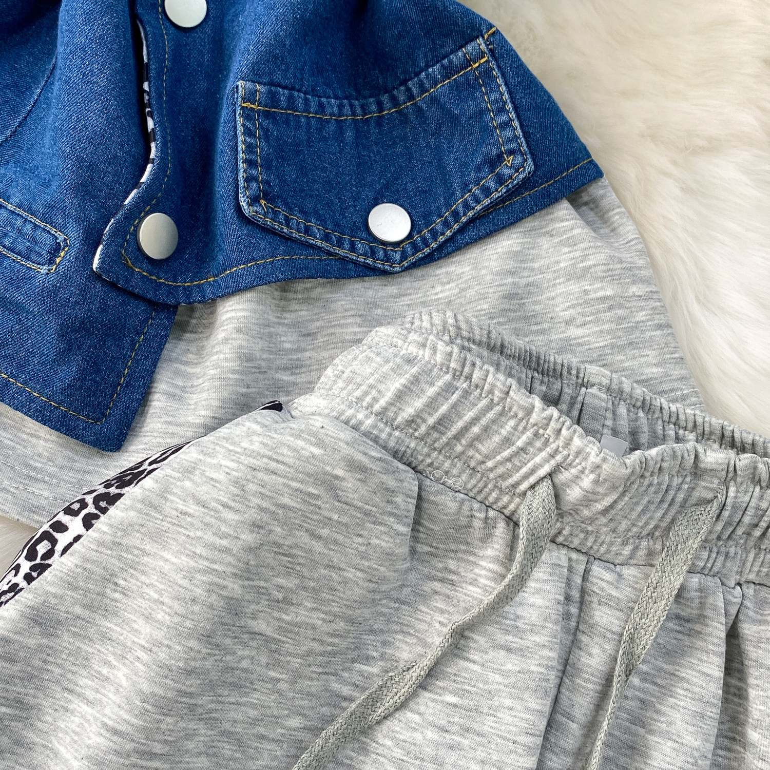 Women's Two Piece Set Denim Short Sleeved Top High-Waisted Slim Straight Leg Pants Fashion Slimming Wide Leg_ecoleips.com