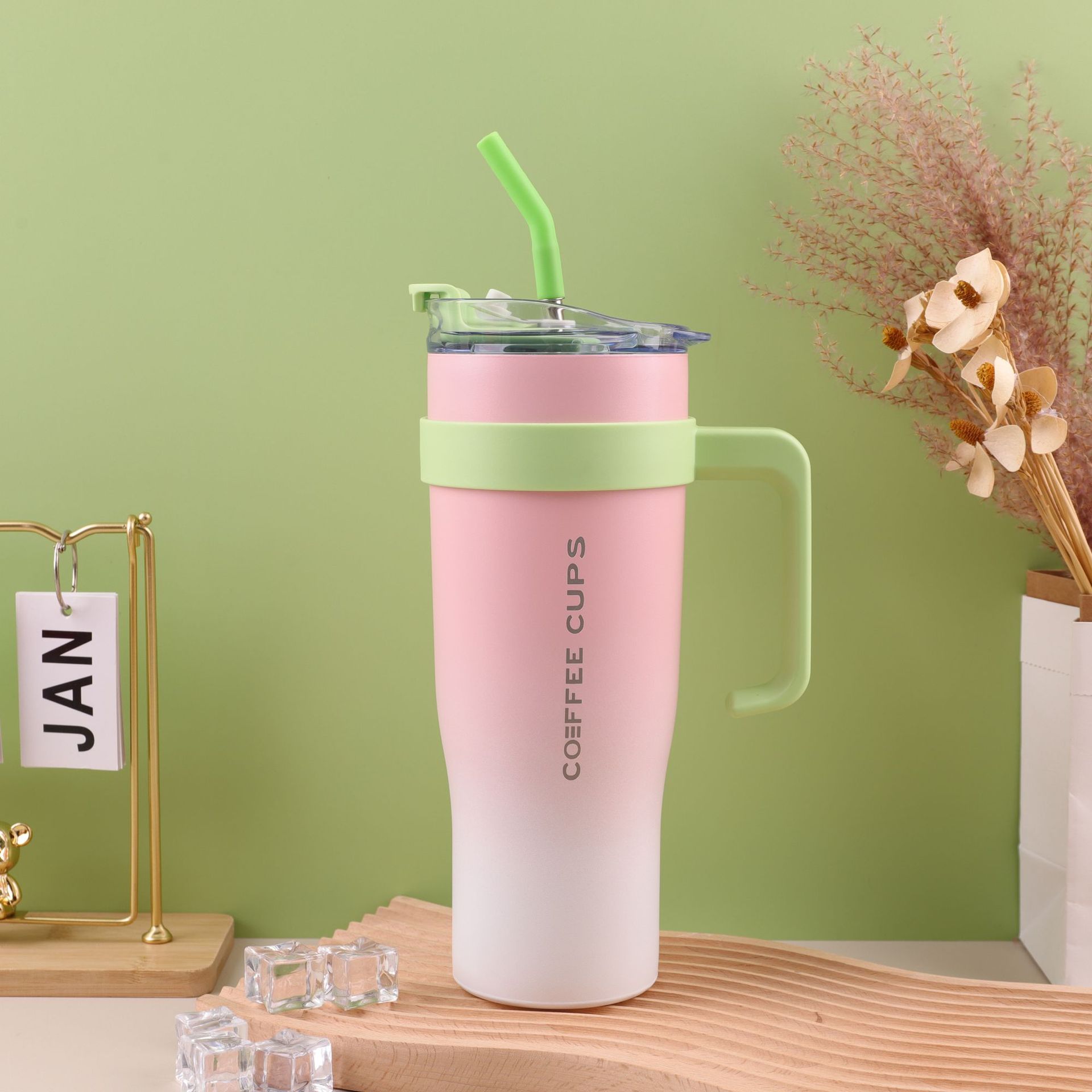 Transfronterizo nuevo Big Mac 40oz304 taza de acero inoxidable taza de aislamiento de gran capacidad mango de paja taza de hielo