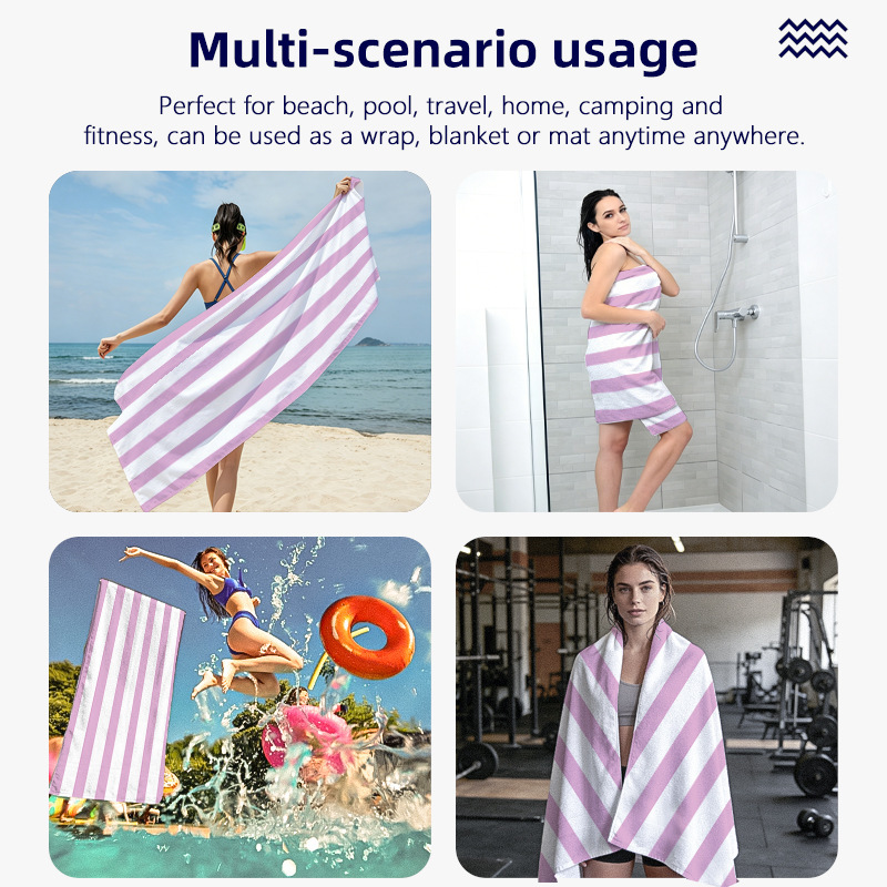 Amazon Shein Cross-Border Beach Towel Large Size Soft Absorbent Beach Bath Towel Striped Line Pattern Beach Towel